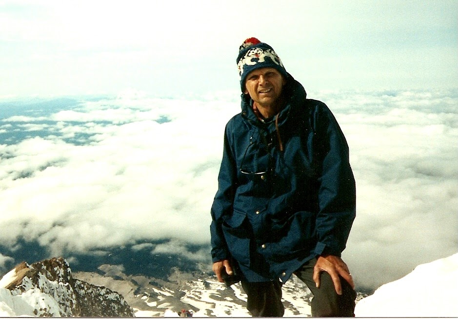 Tom high above the clouds on Mount Hood.