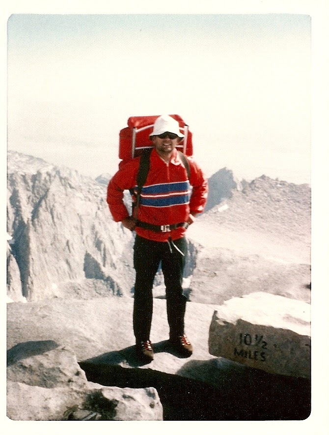 Tom at the Mount Whitney summit marker.