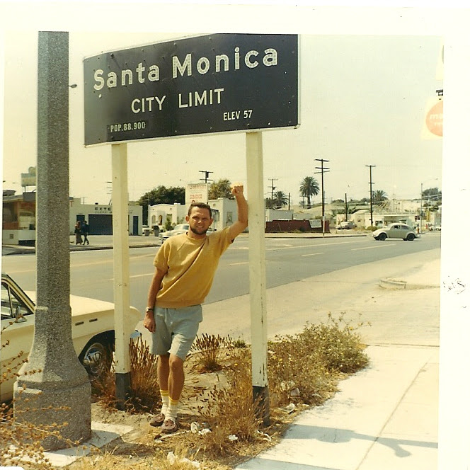Tom at the Santa Monica city limit.