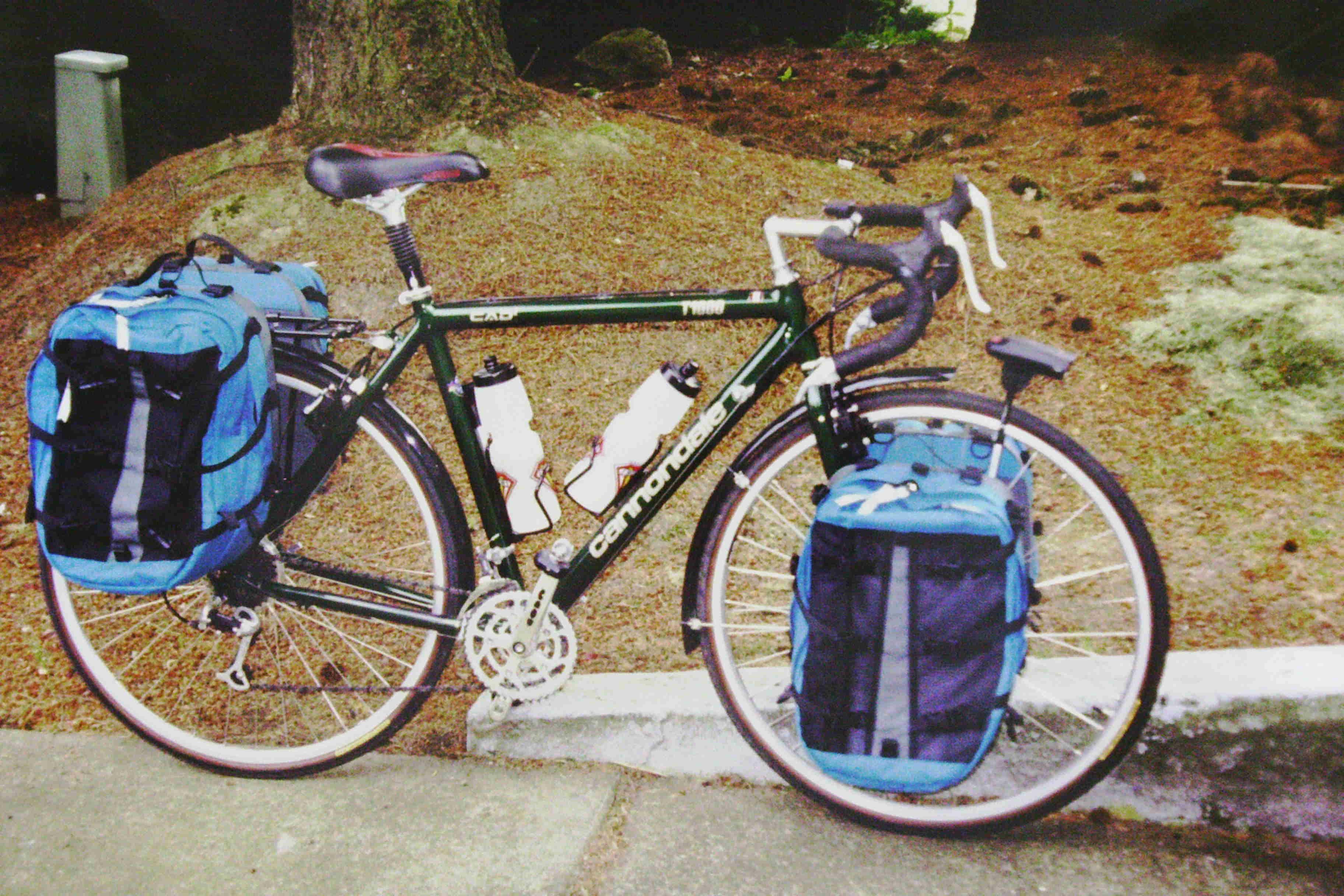 Tom's loaded Cannondale touring bicycle