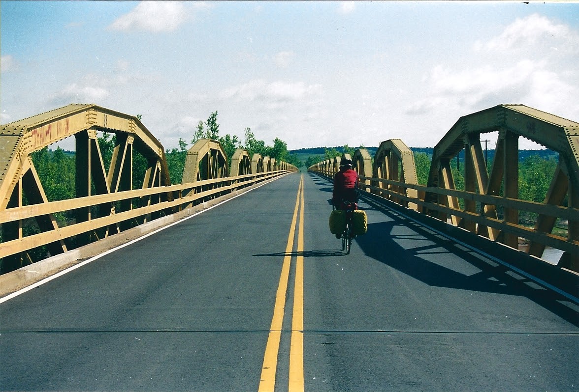 Mile long bridge across the So. Canadian River