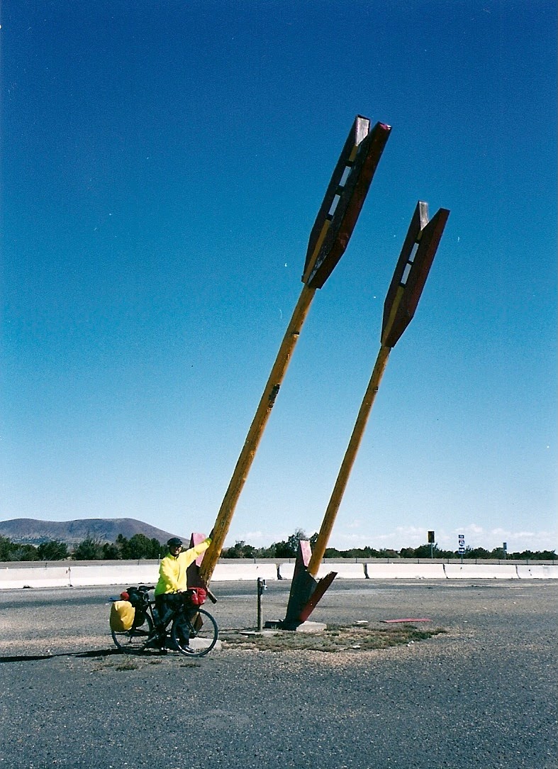 Twin Arrows There in front of us was one of the most notable Route 66 landmarks, Twin Arrows. Once a famous stop for food and gas. Down the road was the least notable…