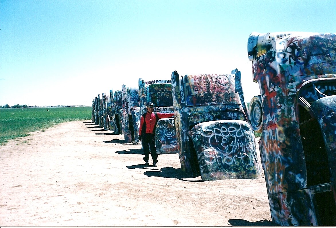 The Cadillac Ranch David did usual great job getting us across Amarillo and to out motel on the east side of town. The only problem was that we were on the north side of the RR…