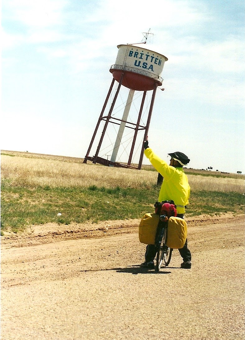 Water Tower in Groom Texas - Tom saves the day David had his first flat of the tour. Well, it was not a real flat but it was just an old patch that had decided to let loose.…
